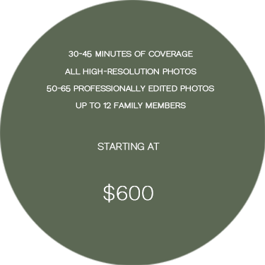 30-45 minutes of coverage  All high-resolution photos  Around 50-65 professionally edited photos Up to 12 family members<br> Staring at